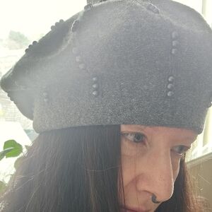 Wool Mix Beaded Beret Hat